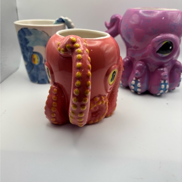Oceanic Charm Ceramic Mug Trio - Blue, Pink, and Purple - Picture 15 of 16